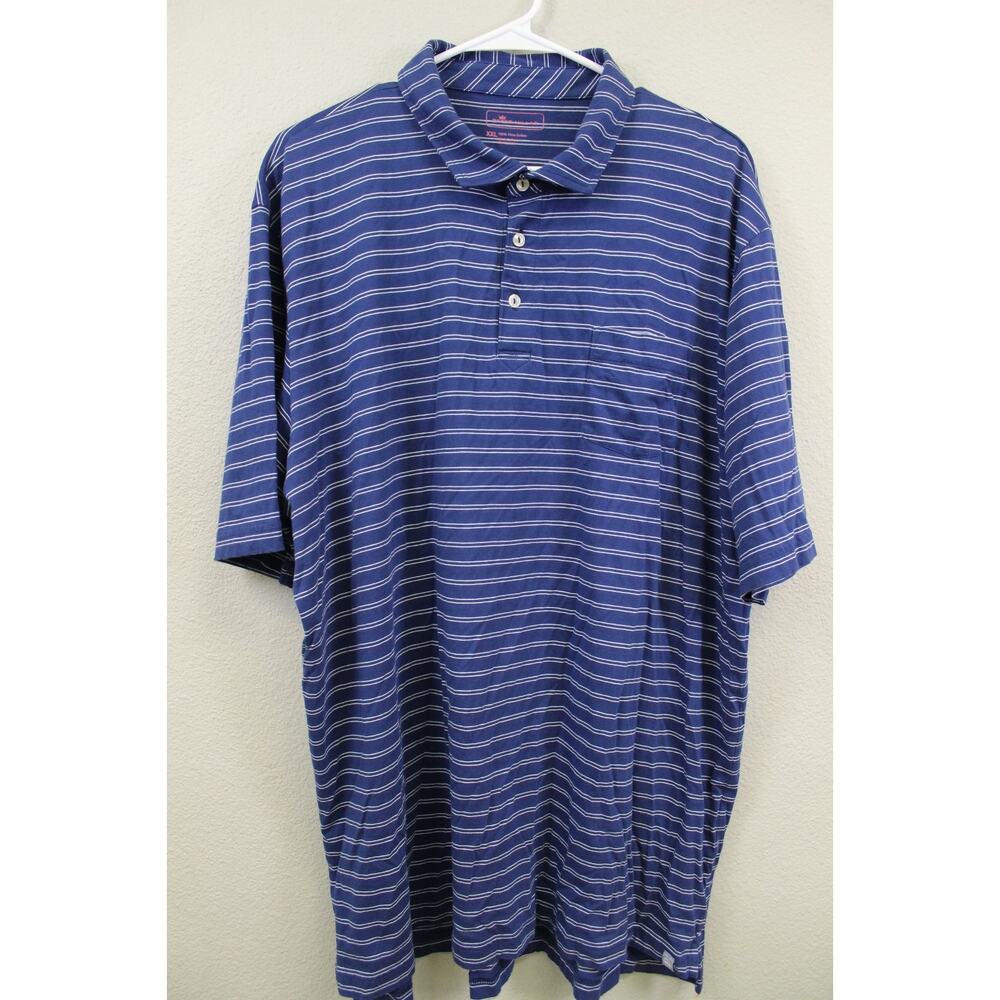 Peter Millar, Blue striped, Quarter button Polo, Size - Men's XXL (US SELLER)